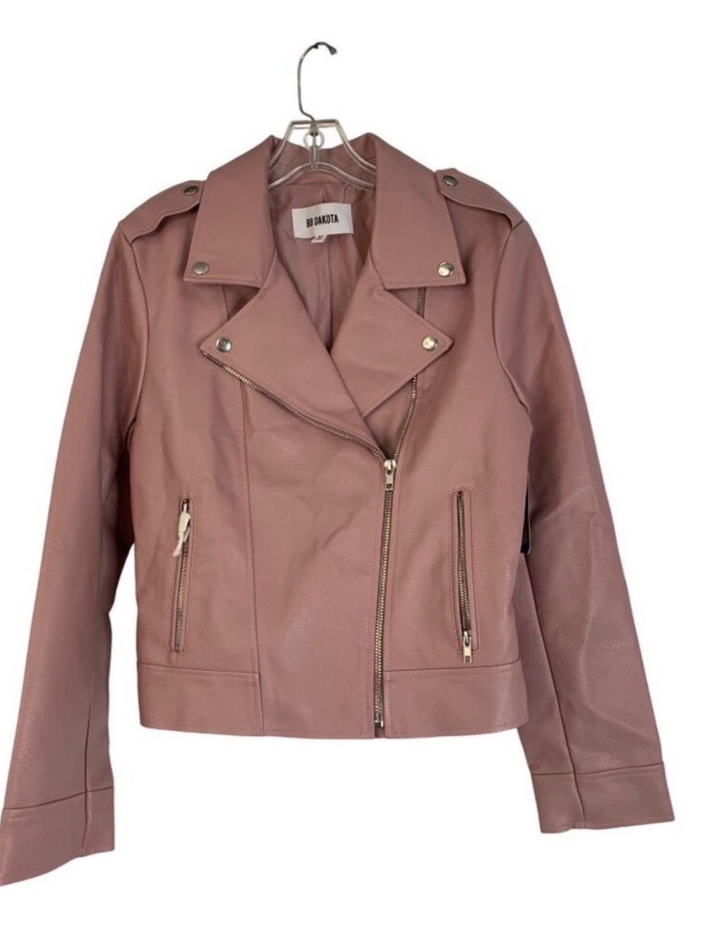 BB Dakota Mauve Genuine Leather Moto Jacket